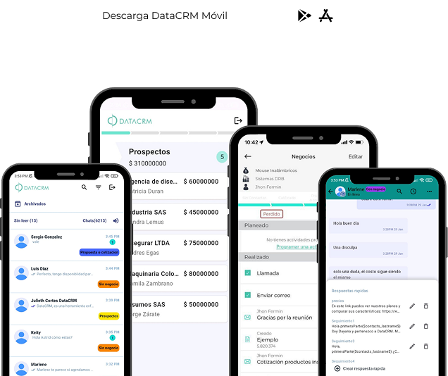 DataCRM Mobile App Interface